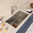 CERAMIA - Timeless 68x45x21 cm évier sous plan inox 304 + mitigeur inox avec douchette extractible, gun metal brossé (TMLKSU-6845BGM-M1) - vignette