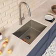 CERAMIA - Timeless 55x45x21 cm évier sous plan inox 304 + mitigeur inox avec douchette extractible, gun metal brossé (TMLKSU-5545BGM-M2) - vignette