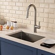 CERAMIA - Timeless 55x45x21 cm évier sous plan inox 304 + mitigeur inox avec douchette extractible, gun metal brossé (TMLKSU-5545BGM-M2) - vignette
