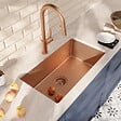 CERAMIA - Timeless 68x45x21 cm évier sous plan en inox 304 + mitigeur inox avec douchette extractible, cuivre brossé (TMLKSU-6845BCP-M2) - vignette
