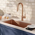 CERAMIA - Timeless 68x45x21 cm évier sous plan en inox 304 + mitigeur inox avec douchette extractible, cuivre brossé (TMLKSU-6845BCP-M2) - vignette
