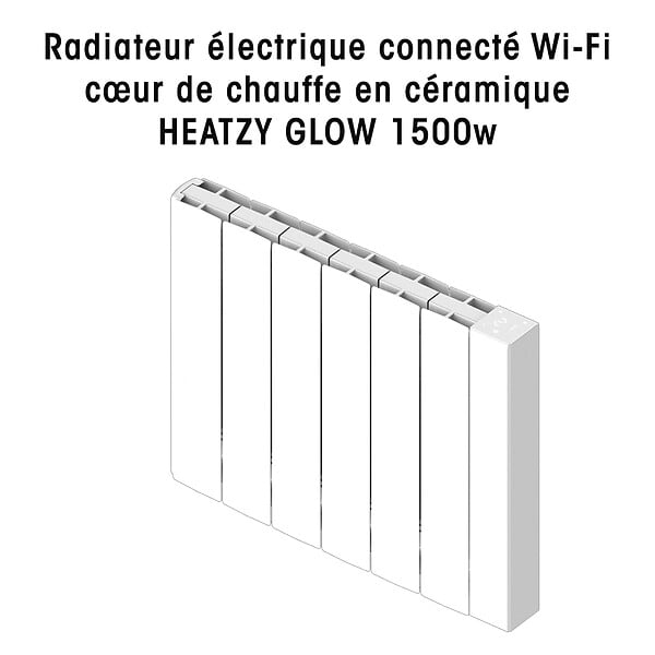 BATILEC - Radiateur céramique Heatzy connecté GLOW WiFi 1500W - Cœur de chauffe céramique - Confort thermique optimal - large