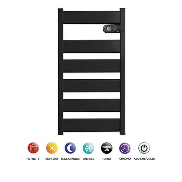 BATILEC - HJM Sèche-serviette LYSA à inertie céramique 750W – Anthracite-Fabriqué en Espagne - large