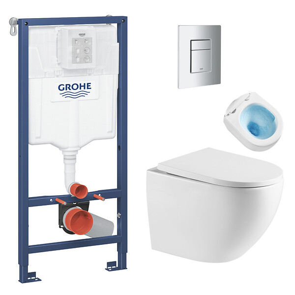 GROHE - Pack WC Rapid SL + WC sans bride Swiss Aqua Technologies + Plaque de commande Skate Cosmopolitan (RapidSL-FusionTQ-1) - large