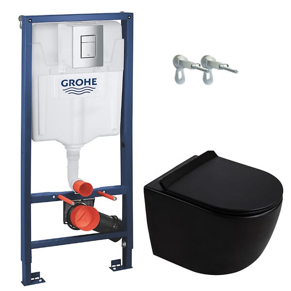 GROHE - Rapid SL pack WC bâti-support + WC suspendu sans bride Ceramia PixL avec abattant SoftClose + plaque (GRRCEPXBMT03-FR) - large