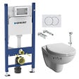 GEBERIT - Geberit + Vitra Pack WC Bati Duofix + WC suspendu  Vitra Normus + Abattant softclose + Douchette bidet + Plaque blanche - vignette