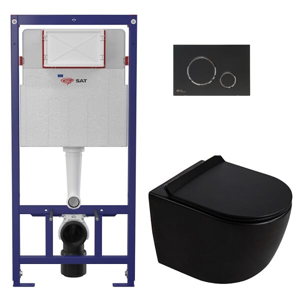 SWISS AQUA TECHNOLOGIES - Pack WC bâti-support + WC suspendu sans bride Ceramia PixL avec abattant SoftClose + plaque (STECEPXBMT02-FR) - large