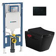 GEBERIT - Pack WC sans bride Infinitio Noir mat + Abattant softclose slim + Bâti support Geberit Extra-plat UP720 + Plaque Noir brillante - vignette
