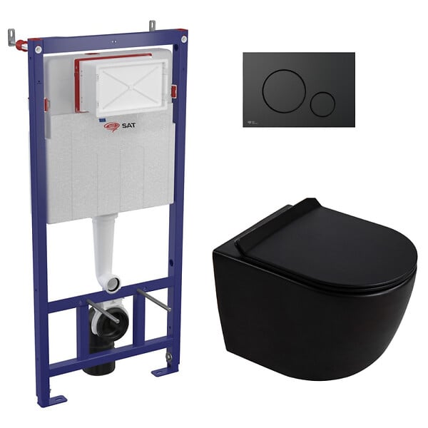 SWISS AQUA TECHNOLOGIES - Pack WC bâti-support + WC suspendu sans bride Ceramia PixL avec abattant SoftClose + plaque (STCEPXBMT01-FR) - large