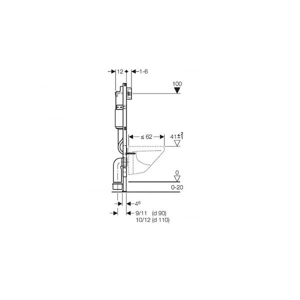 GEBERIT - Geberit + Roca Pack WC Bâti UP100 + Cuvette Roca Ona sans bride fixations invisibles + Plaque chrome mat - large