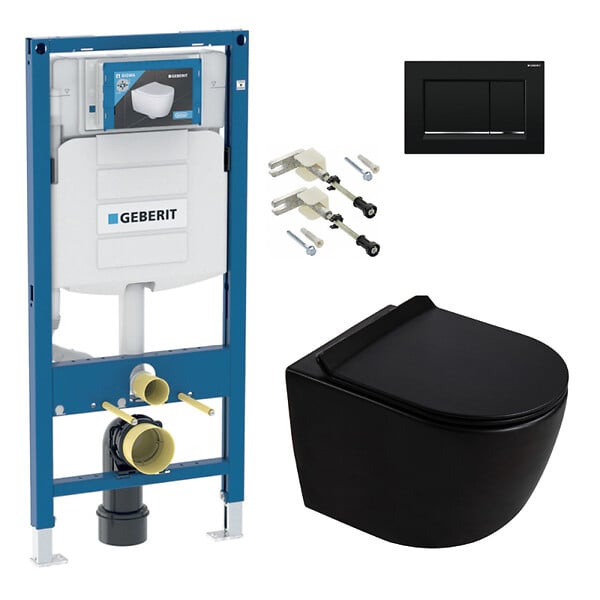 GEBERIT - Duofix pack WC bâti-support + WC suspendu sans bride Ceramia PixL avec abattant SoftClose + plaque (GEDCEPXBMT05-FR) - large