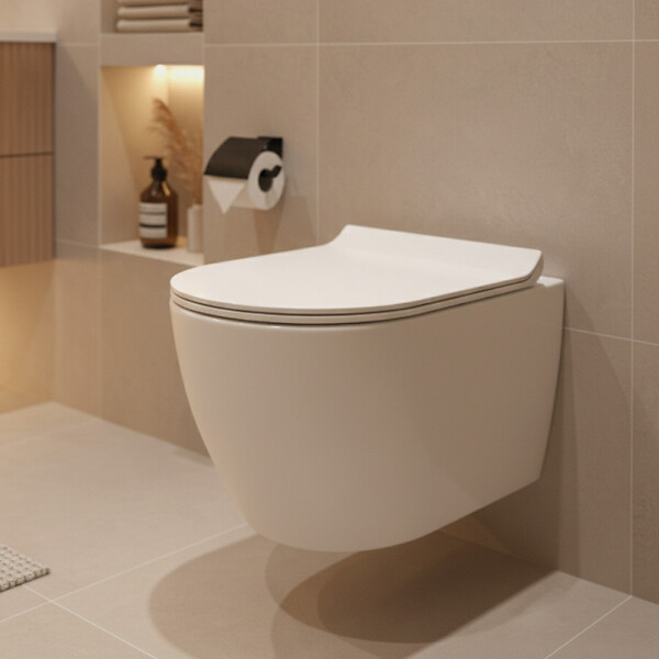 GEBERIT - Dofix pack WC bâti-support + WC suspendu sans bride Ceramia PixL avec abattant SoftClose + plaque chrome (GEBCEPXWT010-FR) - large