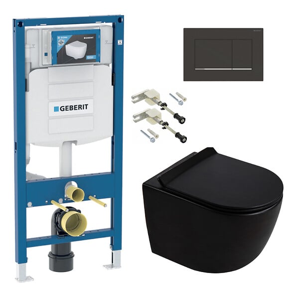 GEBERIT - Duofix pack WC bâti-support + WC suspendu sans bride Ceramia PixL avec abattant SoftClose + plaque (GEDCEPXBMT09-IN) - large