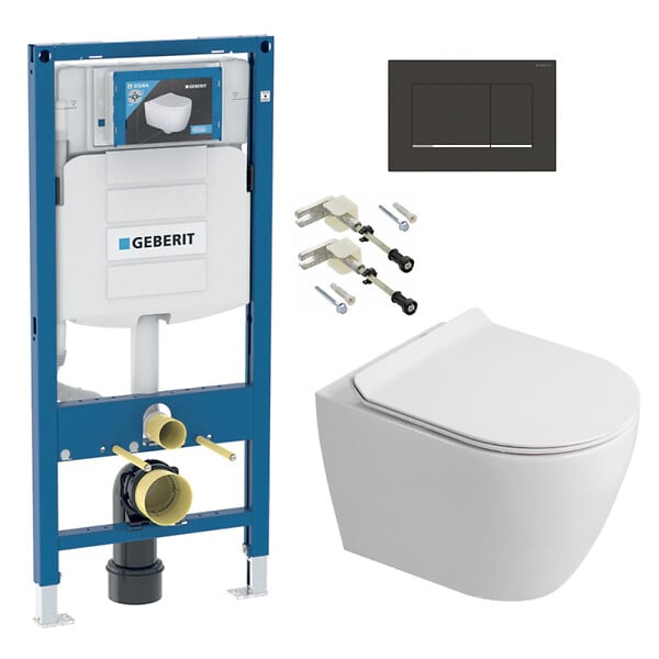 GEBERIT - Duofix pack WC bâti-support + WC suspendu sans bride Ceramia PixL avec abattant SoftClose + plaque (GECEPXWT07-FR) - large