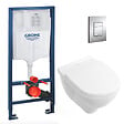 GROHE - Pack WC Bâti-support + Cuvette à fond creux sans bride O.novo + abattant softclose + Plaque Chrome - vignette