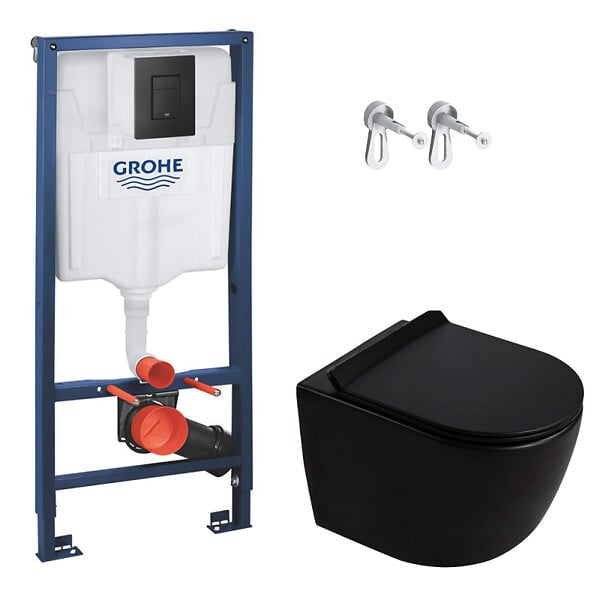 GROHE - Rapid SL pack WC bâti-support + WC suspendu sans bride Ceramia PixL avec abattant SoftClose + plaque (GRRCEPXBMT04-FR) - large