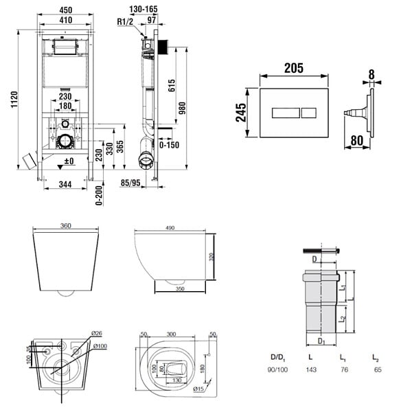 ROCA - Pack WC bâti-support + WC suspendu sans bride Ceramia PixL avec abattant SoftClose + plaque (ROCEPXBMT02-FR) - large