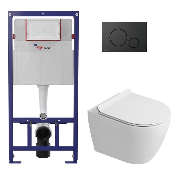 SWISS AQUA TECHNOLOGIES - Pack WC bâti-support + WC sans bride Ceramia PixL avec abattant SoftClose + plaque noir (STCEPXWT03-FR) - large