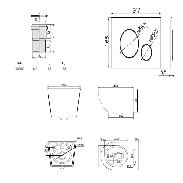 SWISS AQUA TECHNOLOGIES - Pack WC bâti-support + WC sans bride Ceramia PixL avec abattant SoftClose + plaque noir (STCEPXWT03-FR) - large
