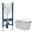 GEBERIT - Duofix Pack WC bâti 112 cm + WC suspendu sans bride avec abattant SoftClose Swiss Aqua Technologies + plaque (GEBSTBRWR01MAN-FR) - vignette