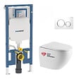 GEBERIT - Pack WC Bati-support Geberit extra-plat + WC sans bride Swiss Aqua Technologies+ Plaque - vignette