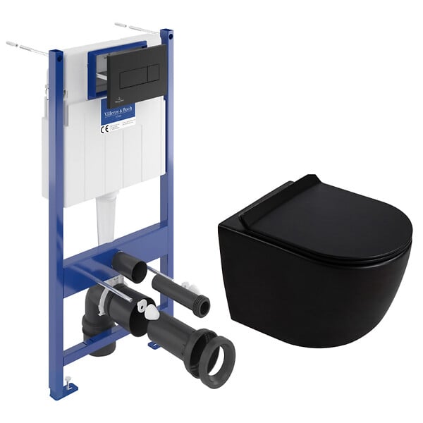 VILLEROY & BOCH - Pack WC bâti-support + WC suspendu sans bride Ceramia PixL avec abattant SoftClose + plaque (VBCEPXBMT01-FR) - large