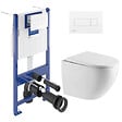 VILLEROY & BOCH - Pack WC Bâti-support Villeroy & Boch + WC sans bride SAT + Plaque de déclenchement double, Blanche (ViConnectFusionTQ-2) - vignette