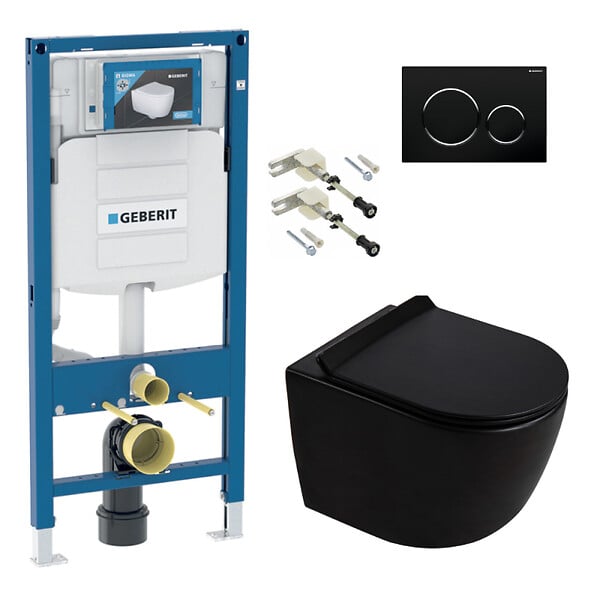 GEBERIT - Duofix pack WC bâti-support + WC suspendu sans bride Ceramia PixL avec abattant SoftClose + plaque (GEDCEPXBMT04-FR) - large