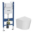 GEBERIT - Duofix Pack WC bâti-support + WC suspendu sans bride avec abattant SoftClose Ceramia + plaque blanche (GEBCE14WT02FR-FS) - vignette