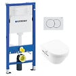 GEBERIT - Geberit + Villeroy & Boch Pack WC Bati UP100 + WC sans bride Villeroy & Boch Architectura, fixations invisibles + Abattant + Plaque blanche - vignette