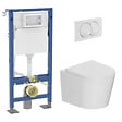 GEBERIT - Duofix Pack WC bâti autoportant + WC suspendu sans bride + abattant SoftClose Ceramia + plaque blanche (GEBCE14WT03MAN-FR) - vignette