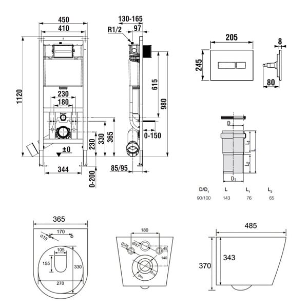ROCA - Pack WC bâti-support + WC suspendu sans bride Swiss Aqua Technologies avec abattant SoftClose + plaque (ROSTINWR05-FR) - large