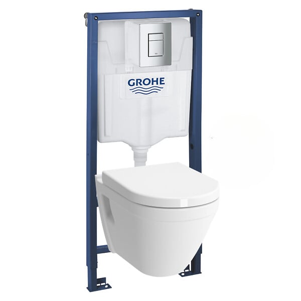 GROHE - Pack WC Rapid SL + cuvette VITRA S50 avec bride + abattant softclose + Plaque de commande Skate Chrome (GROHE-S50softclose) - large