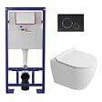 SWISS AQUA TECHNOLOGIES - Pack WC bâti-support autoportant + WC sans bride Ceramia PixL avec abattant SoftClose + plaque noir (STCEPXWT02-U) - vignette