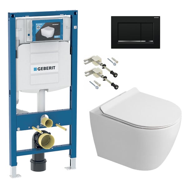 GEBERIT - Duofix pack WC bâti-support + WC suspendu sans bride Ceramia PixL avec abattant SoftClose + plaque (GECEPXWT03-FR) - large
