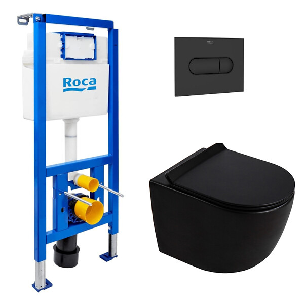 ROCA - Pack WC bâti-support + WC suspendu sans bride Ceramia PixL avec abattant SoftClose + plaque (ROCEPXBMT01-FR) - large