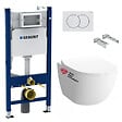 GEBERIT - Pack WC sans bride Infinitio, fixations invisibles + Abattant softclose slim + Bâti support Geberit UP100 + Plaque blanche - vignette