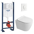 GROHE - Rapid SL Pack WC bâti autoportant + WC suspendu sans bride Ceramia avec abattant SoftClose + plaque blanche (GRRCEPXWR02FR-FS) - vignette