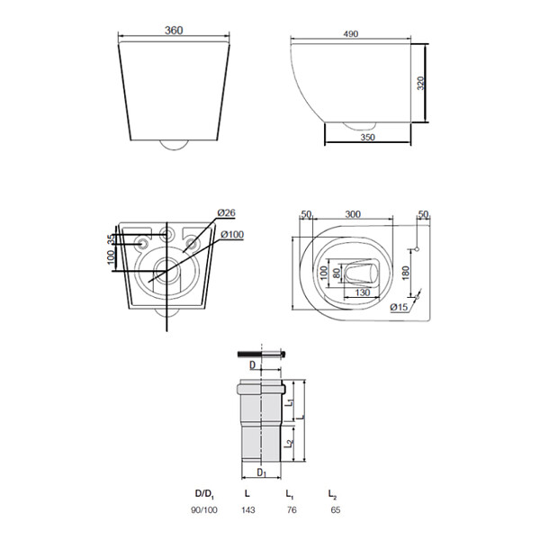 SWISS AQUA TECHNOLOGIES - Pack WC bâti-support + WC sans bride Ceramia PixL avec abattant SoftClose + plaque noir (STCEPXWT04-FR) - large