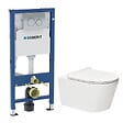 GEBERIT - Duofix pack WC bâti-support + WC suspendu sans bride Swiss Aqua Technologies avec abattant SoftClose + plaque (GEBSTBRWR02-FR) - vignette