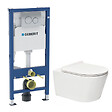 GEBERIT - Duofix pack WC bâti-support + WC suspendu sans bride Swiss Aqua Technologies avec abattant SoftClose + plaque (GEBSTBRWR02-FR) - vignette