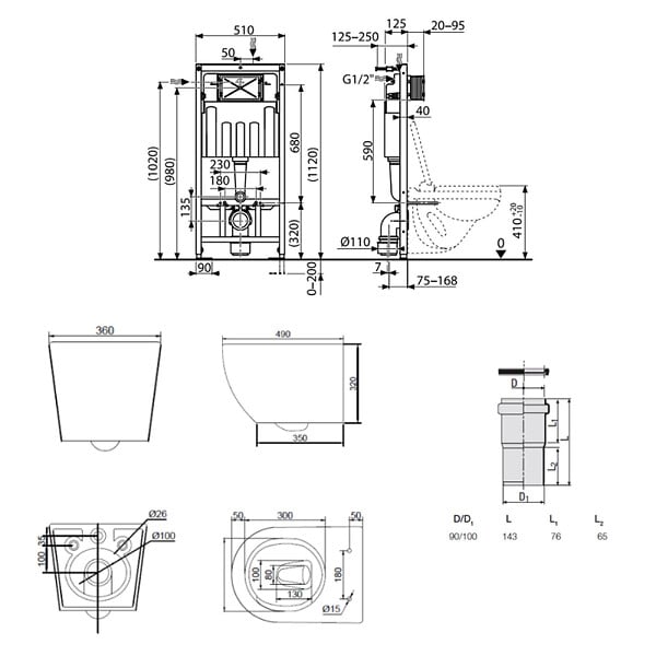 SWISS AQUA TECHNOLOGIES - Pack WC bâti-support + WC suspendu sans bride Ceramia PixL avec abattant SoftClose + plaque (STCEPXBMT02-FR) - large