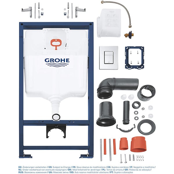 GROHE - Rapid SL pack WC bâti + WC suspendu sans bride Swiss Aqua Technologies avec abattant SoftClose + plaque (GRRSTINFWR01MAN-FR) - large