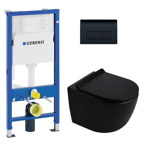 GEBERIT - Duofix pack WC bâti-support 112 cm + WC suspendu sans bride Ceramia PixL avec abattant SoftClose + plaque (GEBCEPXBMT04-FR) - large