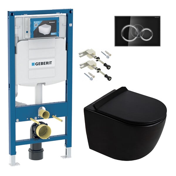 GEBERIT - Duofix pack WC bâti-support + WC suspendu sans bride Ceramia PixL avec abattant SoftClose + plaque (GEDCEPXBMT06-FR) - large