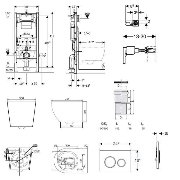 GEBERIT - Duofix pack WC bâti-support + WC suspendu sans bride Ceramia PixL avec abattant SoftClose + plaque (GEDCEPXBMT06-FR) - large