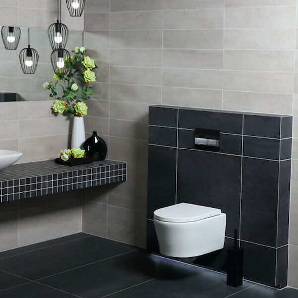 GEBERIT - Duofix pack WC bâti-support + WC suspendu sans bride Swiss Aqua Technologies avec abattant SoftClose + plaque (GEBSTBRWR01-FR) - large