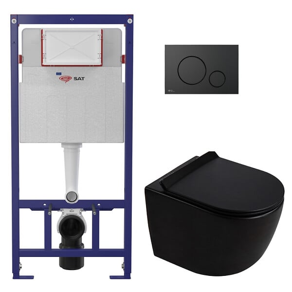 SWISS AQUA TECHNOLOGIES - Pack WC bâti-support + WC suspendu sans bride Ceramia PixL avec abattant SoftClose + plaque (STECEPXBMT01-FR) - large
