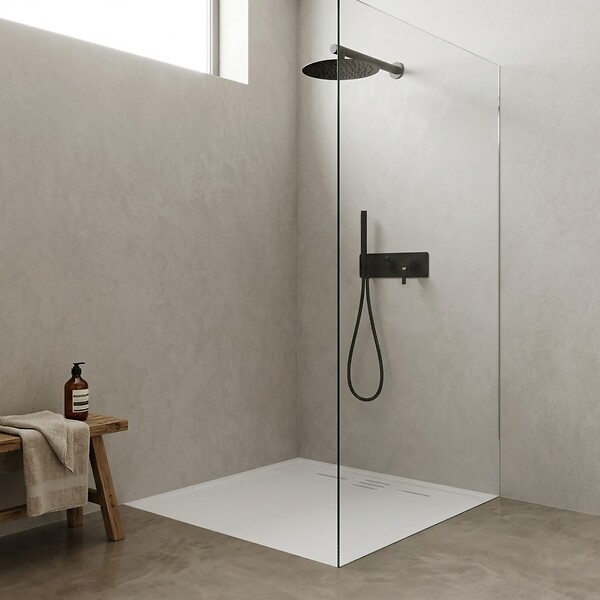 ESSEBAGNO - Molette colonne de douche encastrée mécanique noire mat - large