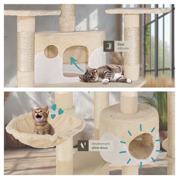 TECTAKE - Arbre à Chat FIPPI 201 cm beige/blanc - large